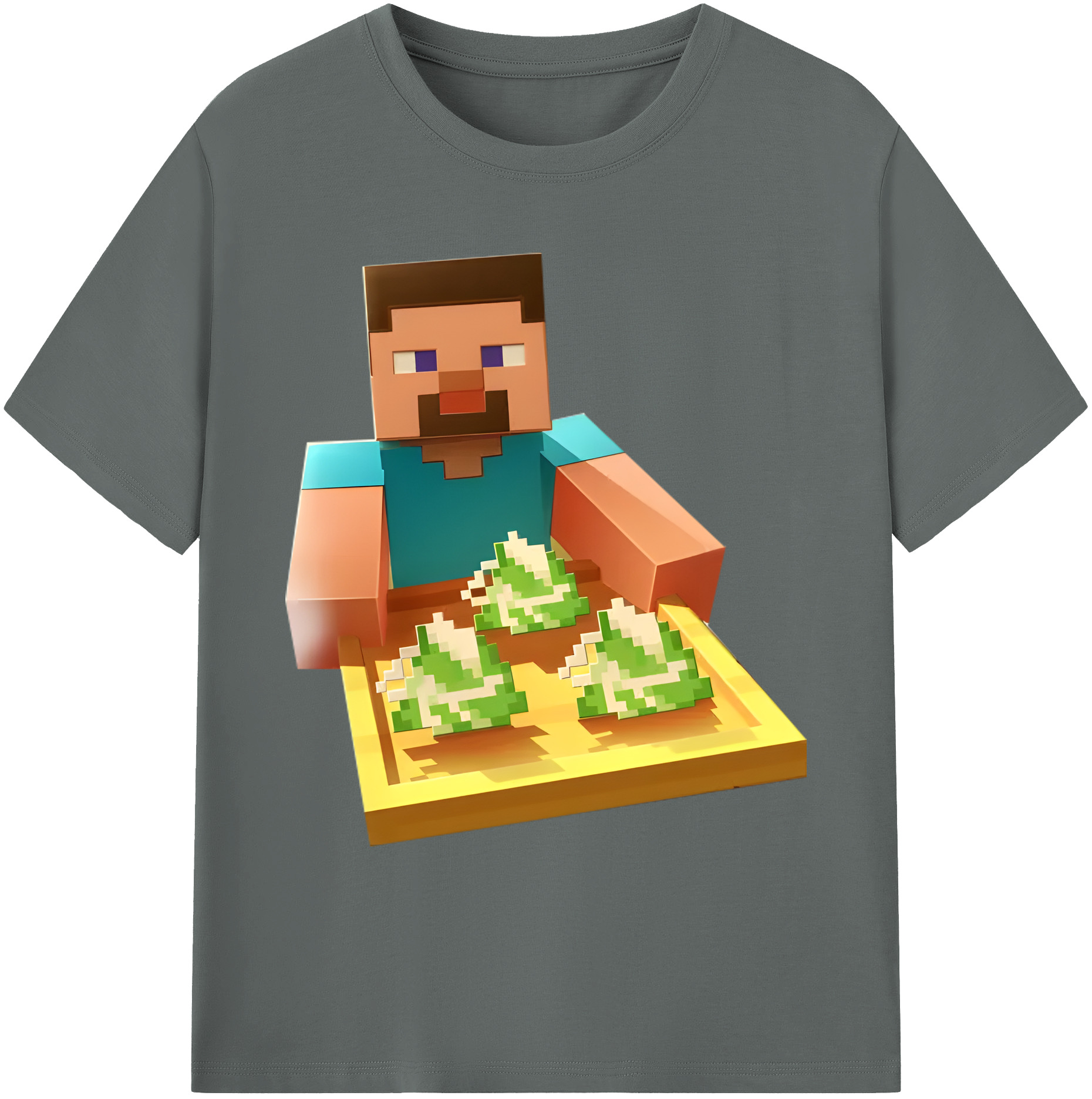 （画像用） マインクラフト ブロックの世界 Minecraft MC Block world 綿100％ メンズ半袖Tシャツ｜肌触りやわらか＆通気性